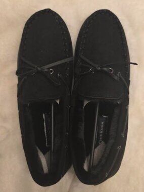 Club Room Mens Faux-Suede Moccasin Slip Black